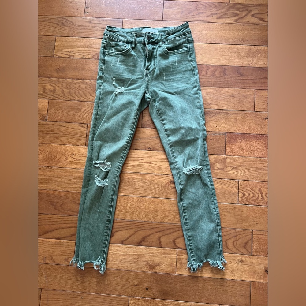 Vervet olive green denim skinny jeans from VICI